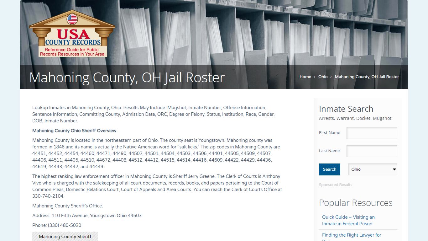 Mahoning County, OH Jail Roster | Name Search